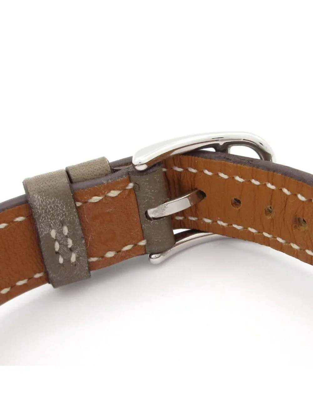 Hermes Watch Cape God Leather Strap Silver